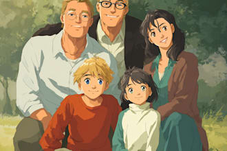 draw you a family portrait in anime style