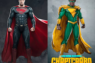 draw you as a superhero marvel or dc character