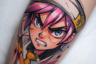 make comic cartoon anime tattoo design