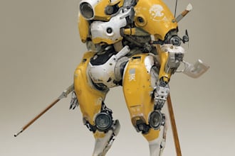 design futuristic mecha robots and pilots cyberpunk