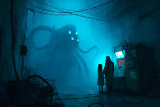do sci fi horror and fantasy scene concept art illustrations