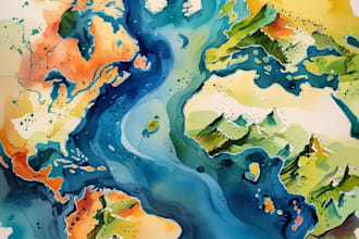 watercolor map illustration just for you