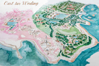watercolor map illustration just for you