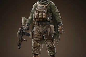 draw 2d game art military character design