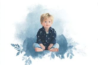 design watercolor kids, baby or child portrait illustration