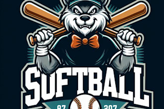 make a softball mascot logo  t shirt design sports team branding