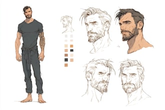 draw character sheet male characters