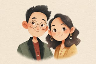 do a epic family or group cartoon illustrations