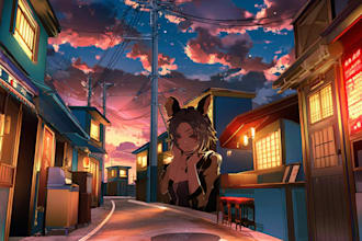 do cute cartoon or lofi anime illustrations, background