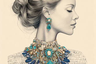 make a a jewelry design, illustration or a sketch of jewelry
