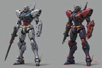 draw high quality robot, mecha concepts
