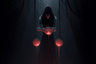 fantasy or dark creepy horror art illustration