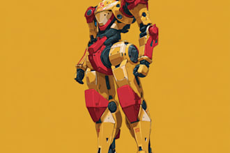 draw cyberpunk sci fi robot, mecha character concept art unique style