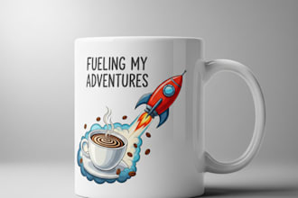 draw custom and bulk coffee mug design