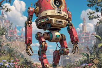 do cyberpunk, sci fi, robot, mecha character concept art for you