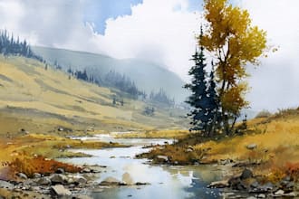 paint landscapes in watercolor