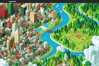 draw vector map or isometric map in illustrator