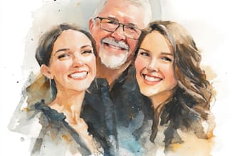 create amazing family portrait watercolor portrait