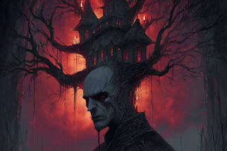 illustrate dark fantasy, game, oc, mythical creatures