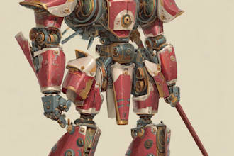 draw amazing character mecha robot illustration