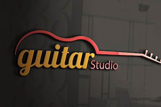 design professional retro, mascot, badge, guitar logo