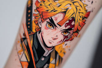 make comic cartoon anime tattoo design