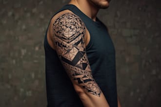 create sleeve tattoo design in geometric style