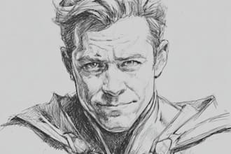 draw cartoon, anime, super hero portrait or concept art