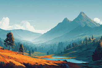 create a landscape and urban vector art illustration