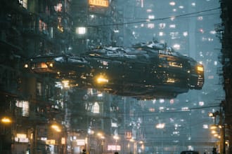 create a environment cyberpunk city sci fi futuristic city art