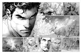 draw superhero action comic book page