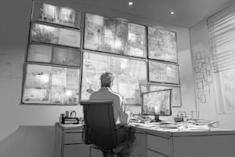 illustrate comic character design storyboard