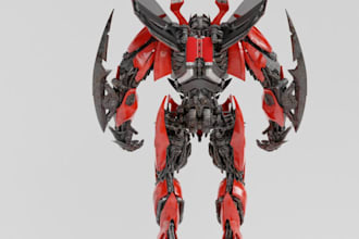 transform car to 3d mecha,mechanical design, hardsurface render,video game asset