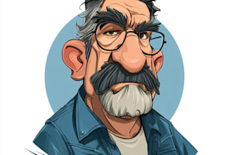 funny cartoon character, caricature, logo, portrait