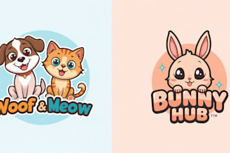 create cute chibi kawaii cartoon animal mascot logo design