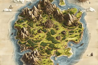 create custom fantasy map illustration