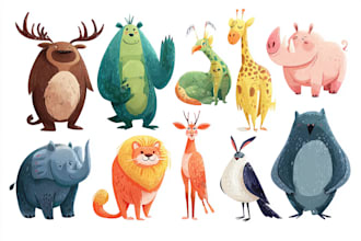 do vector design of characters, animals and people