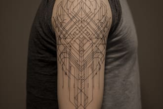 make tattoo design linework, geometrical sleeve tattoo
