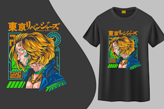 create amazing custom anime t shirt design for you