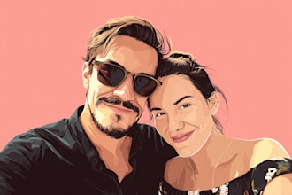 draw custom couple vector portrait