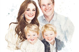 custom watercolor family portrait from photo