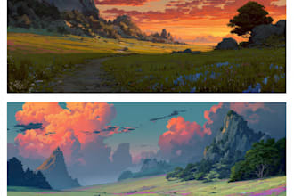 do landscape illustration and environment conceptart and background