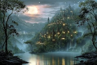 digitally paint fantasy landscape