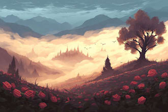 create fantasy environment  art for game, digital landscapes
