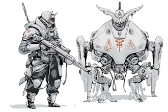 draw mecha, robot, sci fi concept art