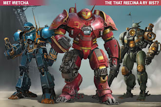 draw amazing character mecha robot illustration