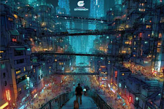 draw an animation of a futuristic cyberpunk city