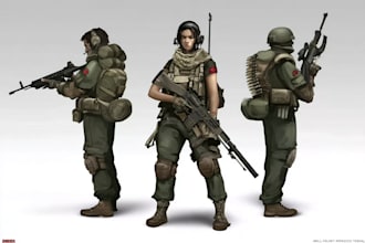 draw 2d game art military character design