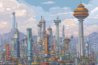 create a sci fi city art for games, books