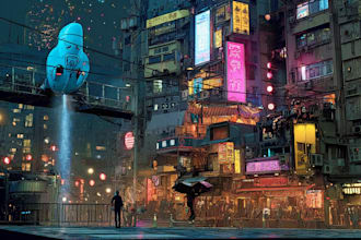 make an animation of a futuristic cyberpunk city